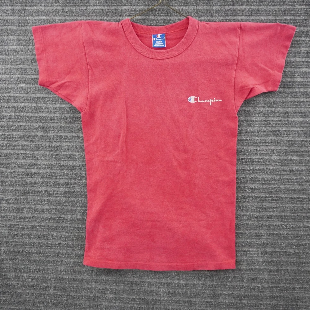 Vintage 90s Champion T-Shirt Youth L (14-16) Red Script Logo Made in USA